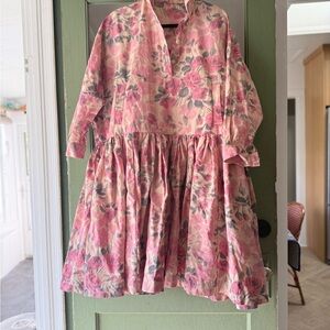Casey Casey pink and grey floral dress with pockets size small